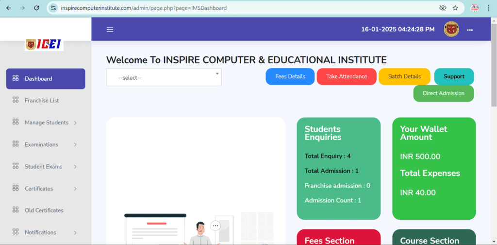 ccomputer institute and college website design company erp tech pro
