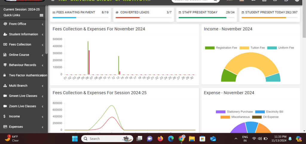 institute and college website design company erp tech pro